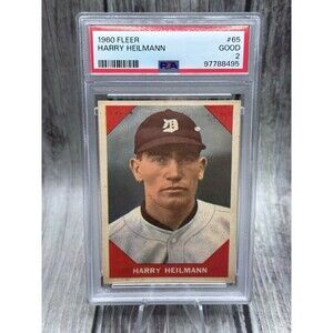 1960 Fleer Harry “Slug” Heilmann #65 PSA 2 GD Detroit Tigers Hall Of Fame HOF